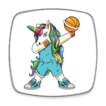 Funny Dabbing Basketball Unicorn Baller Sport Gift - Square fridge magnet - white - Front