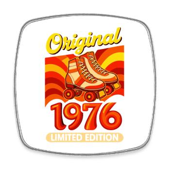 Original 1976 Limited Edition Retro Rollschuh - Viereckiger Kühlschrankmagnet - Weiß - Vorne