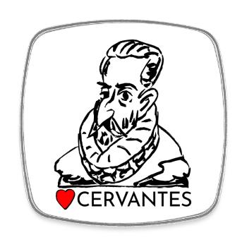 Porträt Ich liebe Cervantes - Viereckiger Kühlschrankmagnet - Weiß - Vorne