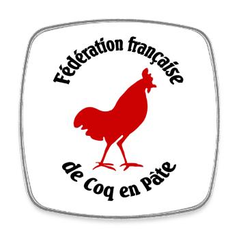 Fédération française de coq en pâte - Magnet carré - blanc - Devant
