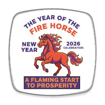 Année du Cheval de Feu 2026 Célébration du Nouvel An - Magnet carré - blanc - Devant