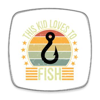 Boy Kids Loves to Fish Shirt Bass Fishing Gift - Viereckiger Kühlschrankmagnet - Weiß - Vorne