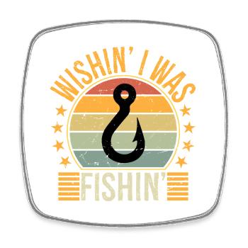 Wishin Fishing Gift T-Shirt - Square fridge magnet - white - Front