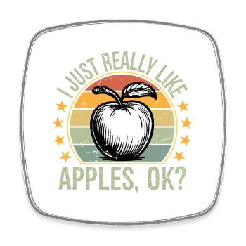 I just really like apples ok - Square fridge magnet - white - Front