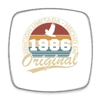 1986 Vintage Retro Birthday Gift - Square fridge magnet - white - Front