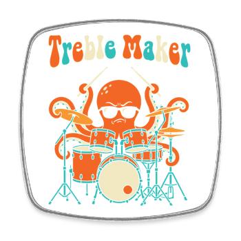 Treble Maker Drummer Musician Pun Drum - Square fridge magnet - white - Front