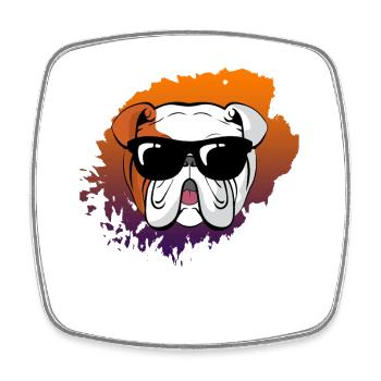 Lunettes de soleil Bulldog Cool Rétro Disco Art coloré - Magnet carré - blanc - Devant