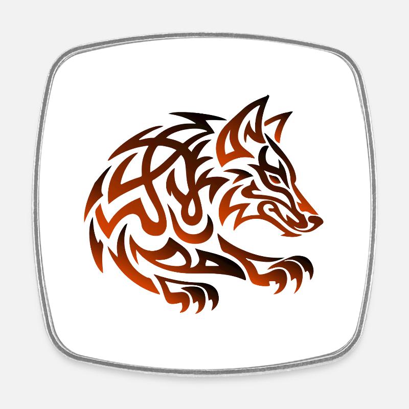 Tribal Wolf Ember - Magnet carré - blanc