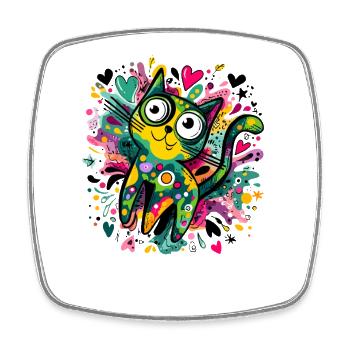 Œuvres colorées de chats graffitis - Magnet carré - blanc - Devant