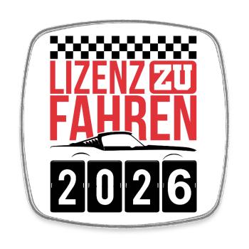 Führerschein 2026 Fahrprüfung Führerscheinprüfung - Viereckiger Kühlschrankmagnet - Weiß - Vorne