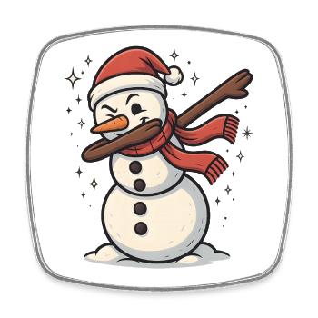 Dabbender Schneemann Dab Winter - Viereckiger Kühlschrankmagnet - Weiß - Vorne