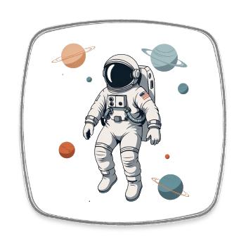 Astronaute dans le labyrinthe planétaire - Magnet carré - blanc - Devant