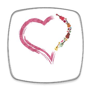 Hawaiian Ukulele Uke Heart - Viereckiger Kühlschrankmagnet - Weiß - Vorne
