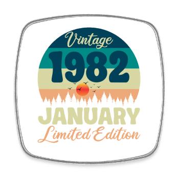 Birthday January 1982 Gift Vintage Limited - Square fridge magnet - white - Front