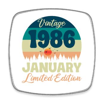Anniversaire Janvier 1986 Cadeau Vintage Limited - Magnet carré - blanc - Devant