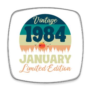 Anniversaire Janvier 1984 Cadeau Vintage Limited - Magnet carré - blanc - Devant