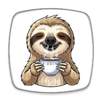 Cute Sloth Coffee Coffee Lover - Square fridge magnet - white - Front