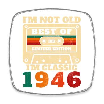 1946 Vintage Retro Birthday Gift - Square fridge magnet - white - Front