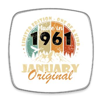 1961 Januar Original – Limitierte Edition - Viereckiger Kühlschrankmagnet - Weiß - Vorne