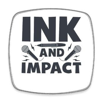Poetry Slam Ink and Impact Slam Poetry - Square fridge magnet - white - Front