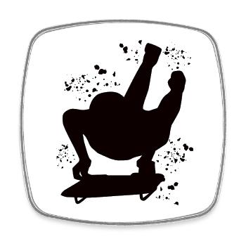 Skeleton Bobsleigh Winter Sports Sled - Square fridge magnet - white - Front