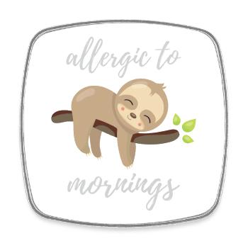 Allergique aux matins - Magnet carré - blanc - Devant