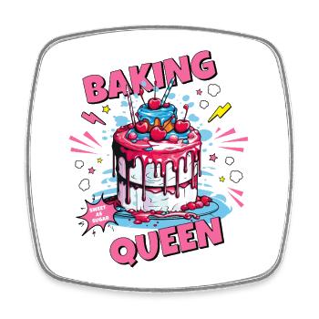 Backing Baking Queen Baking Fairy Baker Cake - Square fridge magnet - white - Front