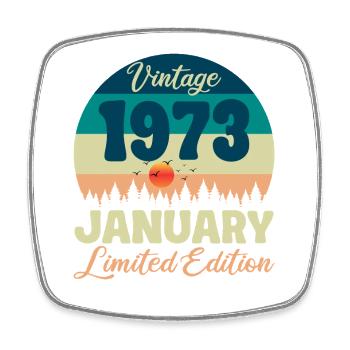 Geburtstag Januar 1973 Geschenk Vintage Limited - Viereckiger Kühlschrankmagnet - Weiß - Vorne