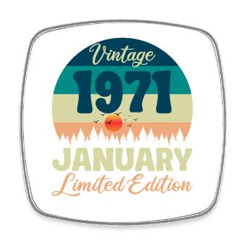 Birthday January 1971 Gift Vintage Limited - Square fridge magnet - white - Front