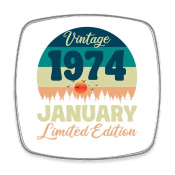 Anniversaire Janvier 1974 Cadeau Vintage Limited - Magnet carré - blanc - Devant