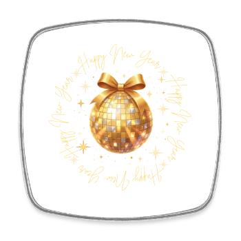Disco Ball – Luxury Golden Happy New Year 2026 - Magnet carré - blanc - Devant