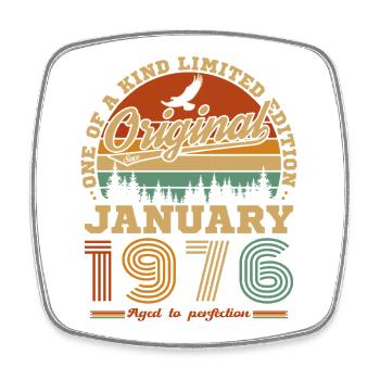Janvier 1976 Vintage Rétro Cadeau D'anniversaire - Magnet carré - blanc - Devant