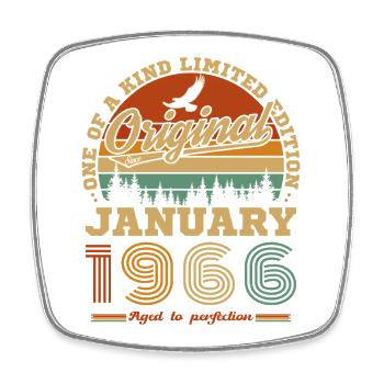 Janvier 1966 Vintage Rétro Cadeau D'anniversaire - Magnet carré - blanc - Devant