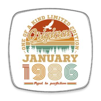 Janvier 1986 Vintage Rétro Cadeau D'anniversaire - Magnet carré - blanc - Devant