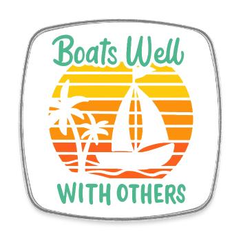 Boats Well With Others Retro Sailing Sunset Design - Viereckiger Kühlschrankmagnet - Weiß - Vorne