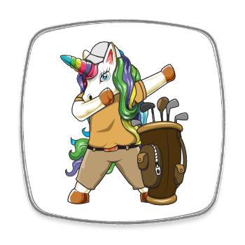 Joueur de golf licorne davant Joueur de golf drôle - Magnet carré - blanc - Devant