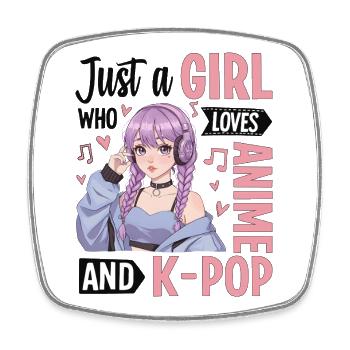 Just A Girl Who Loves Anime And K-Pop - Viereckiger Kühlschrankmagnet - Weiß - Vorne