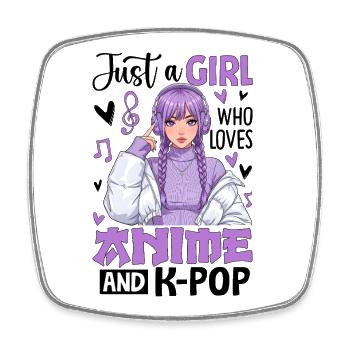 Just A Girl Who Loves Anime And K-Pop - Viereckiger Kühlschrankmagnet - Weiß - Vorne