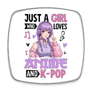 Just A Girl Who Loves Anime And K-Pop - Viereckiger Kühlschrankmagnet - Weiß - Vorne