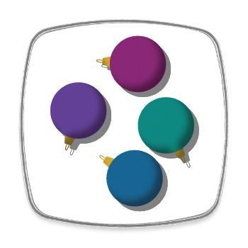 4 colourful Christmas baubles - Square fridge magnet - white - Front