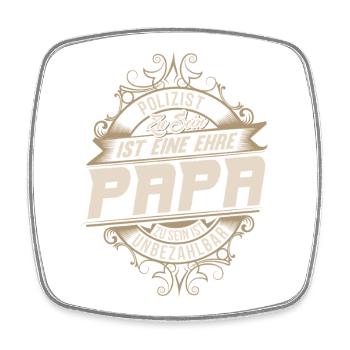 Papa policier - Magnet carré - blanc - Devant
