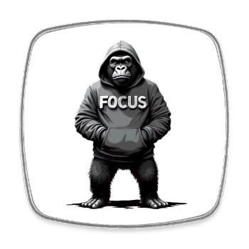 Gorilla Focus Kraft Motivation Training - Viereckiger Kühlschrankmagnet - Weiß - Vorne