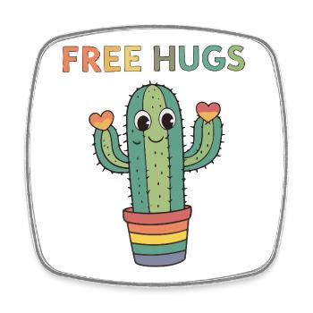 Cactus Rainbow Cuddles - Viereckiger Kühlschrankmagnet - Weiß - Vorne