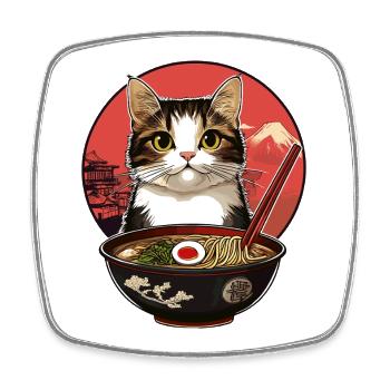 Chats avec des ramen - Magnet carré - blanc - Devant