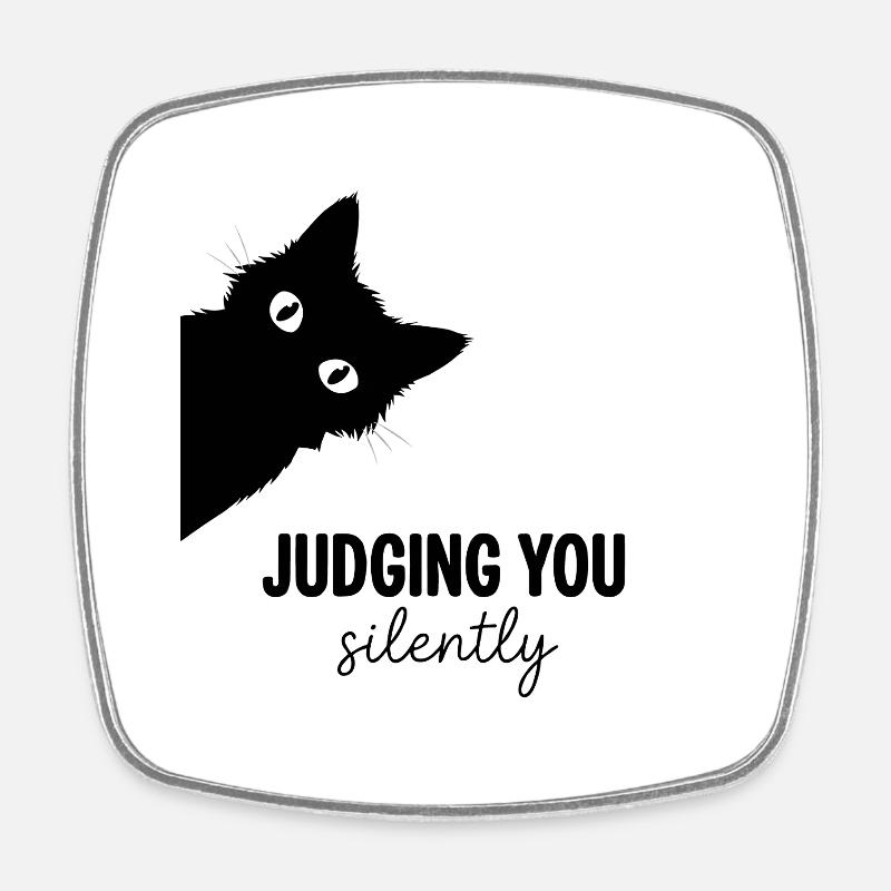 Te juger en silence fixe les yeux de chat - Magnet carré - blanc