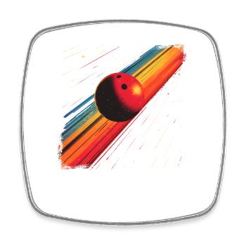 90er Bowlingkugel - Viereckiger Kühlschrankmagnet - Weiß - Vorne