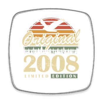 Anniversaire vintage Vintage Né Rétro Vintage 2008 - Magnet carré - blanc - Devant