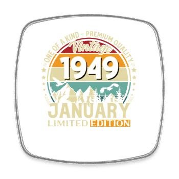 77th Birthday Vintage January Vintage 1949 - Square fridge magnet - white - Front