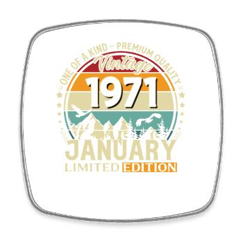 55e anniversaire millésime janvier 1971 - Magnet carré - blanc - Devant