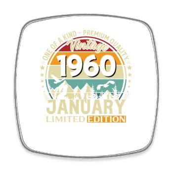 66th Birthday Vintage January Vintage 1960's - Square fridge magnet - white - Front